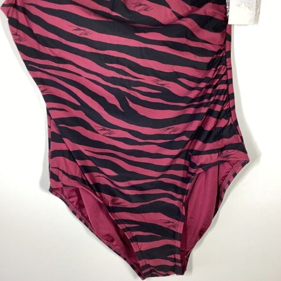 Michael Kors Maroon Animal Stripe Stretch Swimsuit - Picture 3 of 9